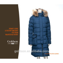 Russische Art-Qualitäts-Frauen langer unten Mantel / Winter-Dame unten Jacke mit Waschbär-Pelz